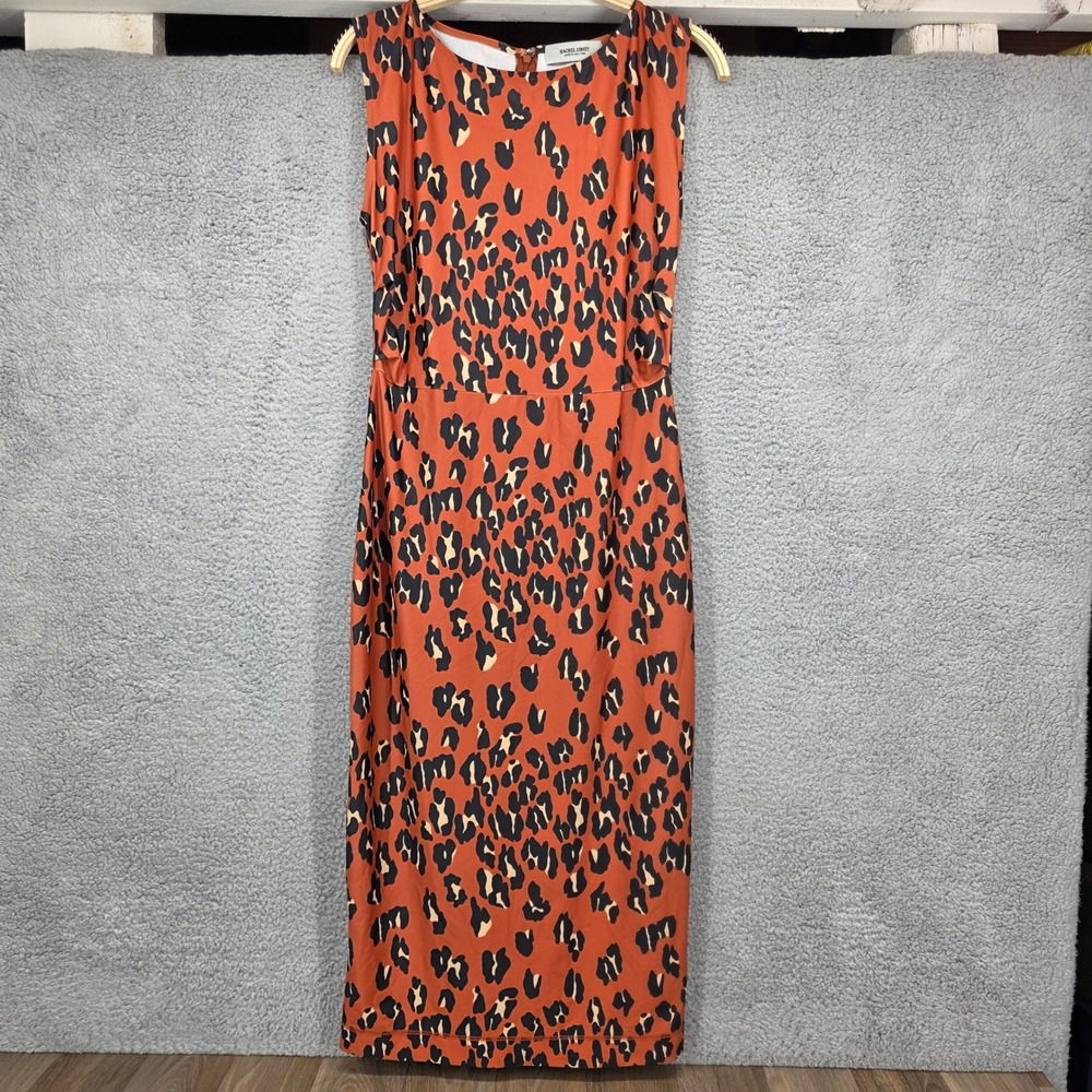 Rachel Comey Medina Dress Leopard Print Multi XS Sleeveless Midi Sheath
